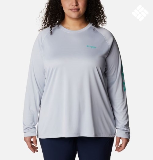 Hanorace Columbia PFG Tidal Tee II Long Sleeve Dama Gri Deschis | Plus Size ZJ70ASZ98